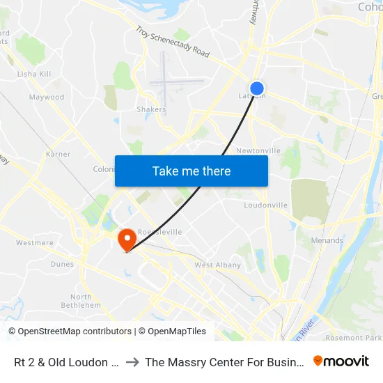 Rt 2 & Old Loudon Rd to The Massry Center For Business map