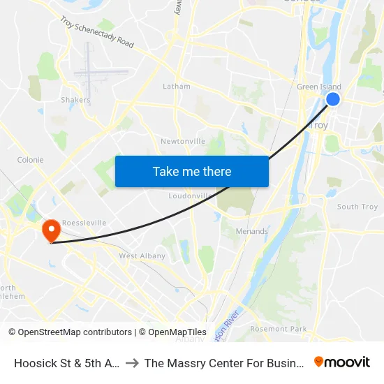 Hoosick St & 5th Ave to The Massry Center For Business map