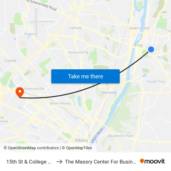 15th St & College Ave to The Massry Center For Business map