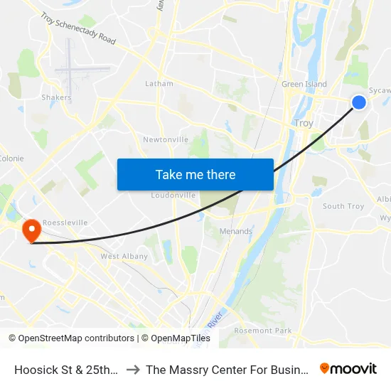 Hoosick St & 25th St to The Massry Center For Business map