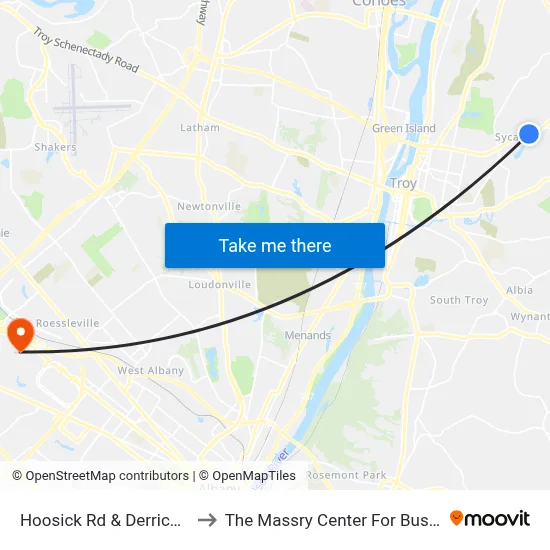 Hoosick Rd & Derrick Ave to The Massry Center For Business map