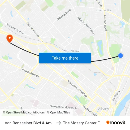 Van Rensselaer Blvd & Amsterdam Ave to The Massry Center For Business map