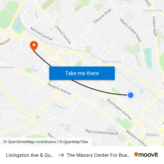 Livingston Ave & Quail St to The Massry Center For Business map