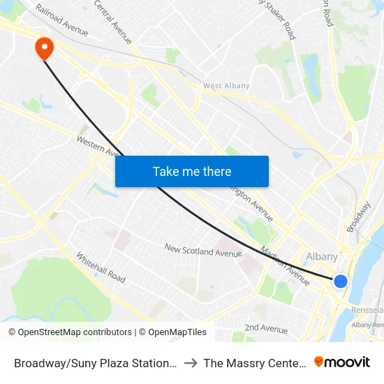 Broadway/Suny Plaza Station - B'Way & Suny Plaza to The Massry Center For Business map