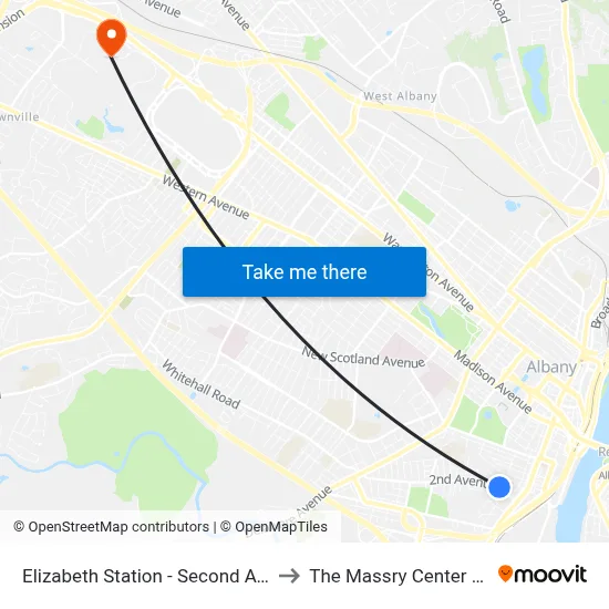 Elizabeth Station - Second Ave & Elizabeth St to The Massry Center For Business map