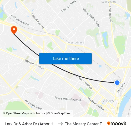 Lark Dr & Arbor Dr (Arbor Hill Elementary) to The Massry Center For Business map