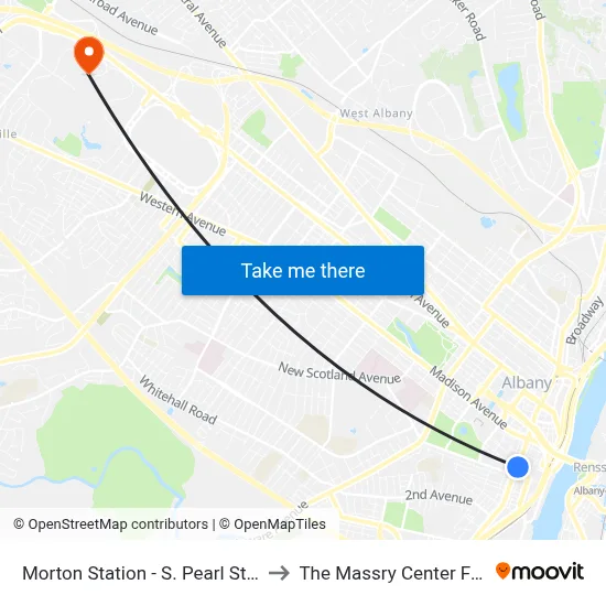 Morton Station - S. Pearl St & Morton  Ave to The Massry Center For Business map