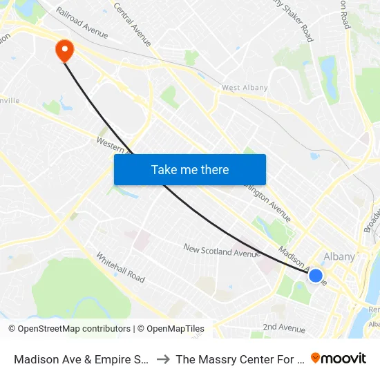 Madison Ave & Empire State Plaza to The Massry Center For Business map