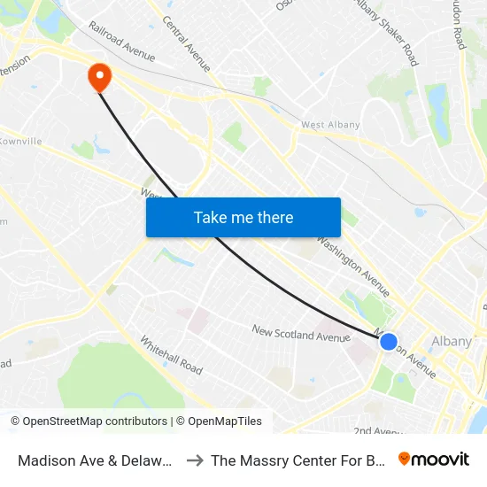 Madison Ave & Delaware Ave to The Massry Center For Business map