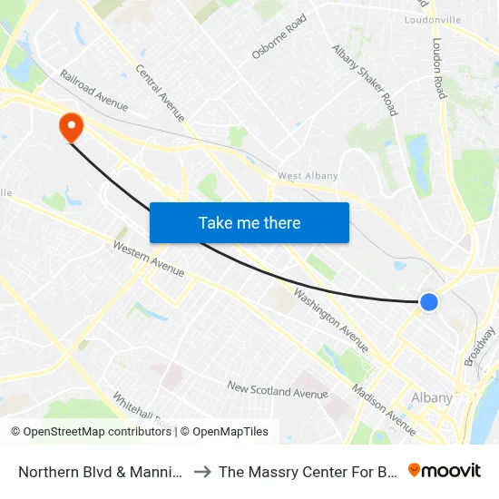 Northern Blvd & Manning Blvd to The Massry Center For Business map