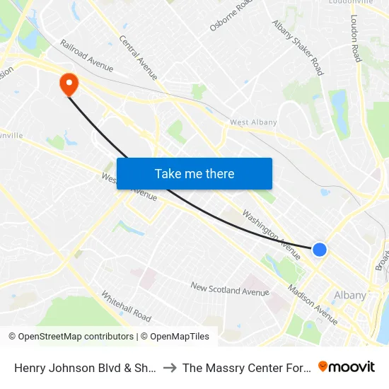 Henry Johnson Blvd & Sheridan Ave to The Massry Center For Business map