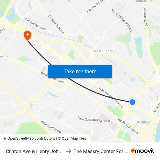 Clinton Ave & Henry Johnson Blvd to The Massry Center For Business map