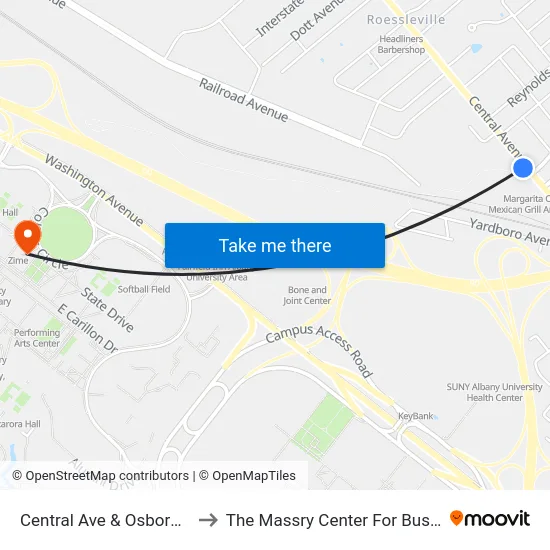 Central Ave & Osborne Rd to The Massry Center For Business map