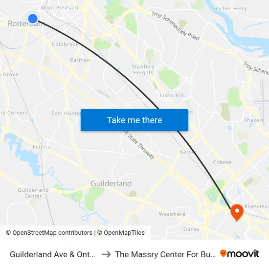Guilderland Ave & Ontario St to The Massry Center For Business map