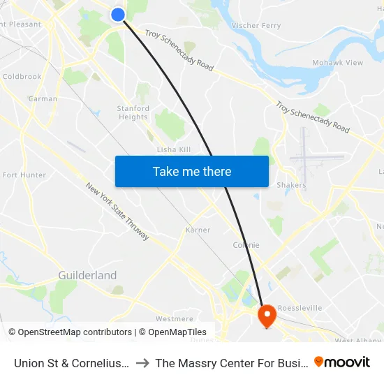 Union St & Cornelius Ave to The Massry Center For Business map