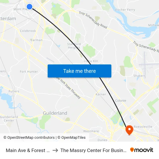 Main Ave & Forest Rd to The Massry Center For Business map