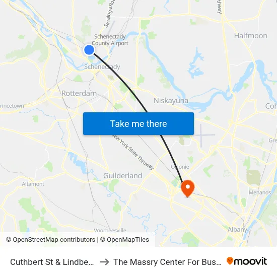 Cuthbert St & Lindberg Ct to The Massry Center For Business map