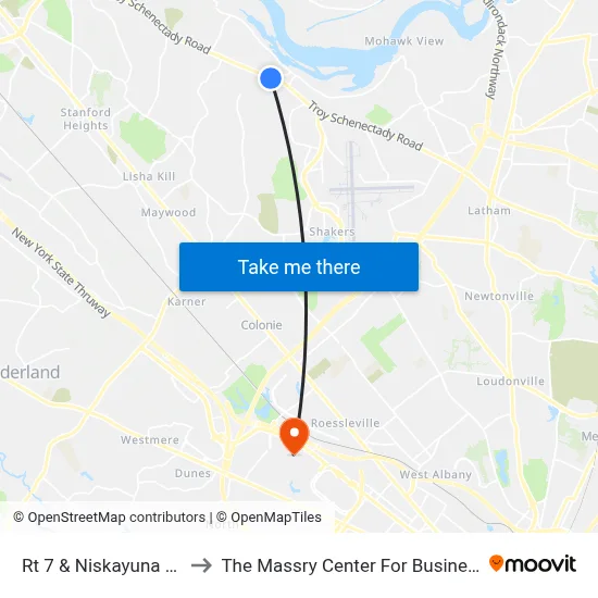 Rt 7 & Niskayuna Rd to The Massry Center For Business map