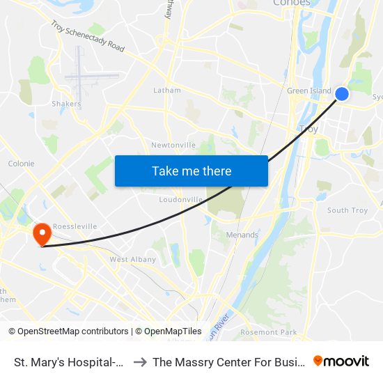 St. Mary's Hospital-Troy to The Massry Center For Business map