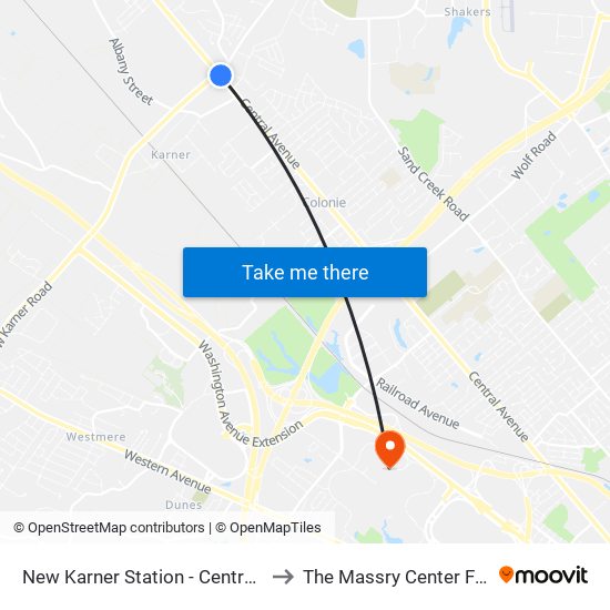 New Karner Station - Central Ave & Rt 155 to The Massry Center For Business map