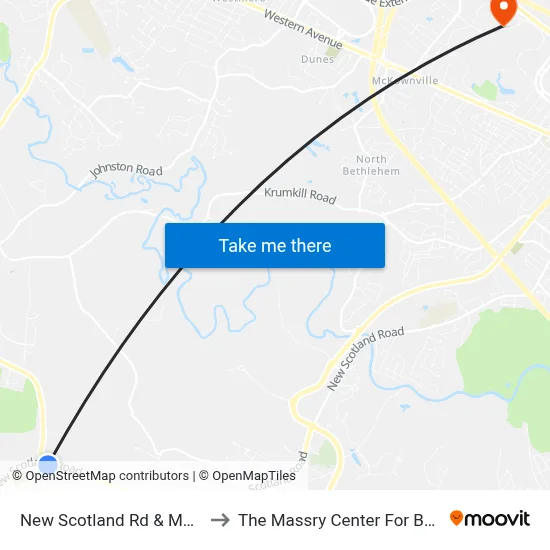 New Scotland Rd & Maple Rd to The Massry Center For Business map