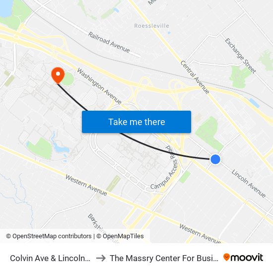 Colvin Ave & Lincoln Ave to The Massry Center For Business map