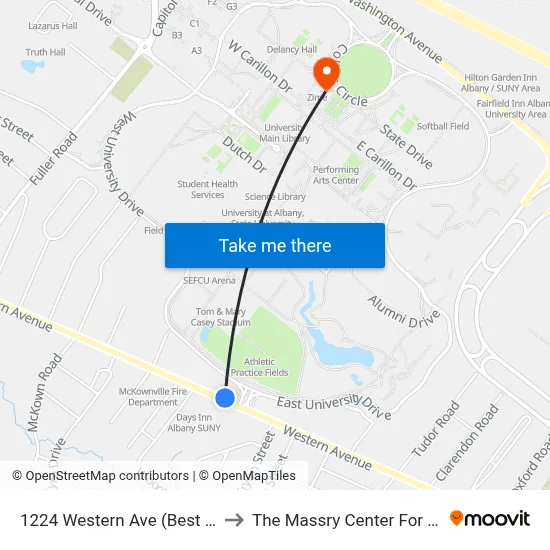 1224 Western Ave (Best Western) to The Massry Center For Business map