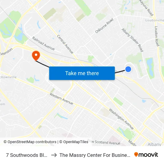 7 Southwoods Blvd to The Massry Center For Business map