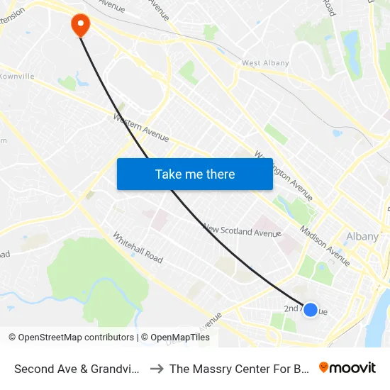 Second Ave & Grandview Terr to The Massry Center For Business map