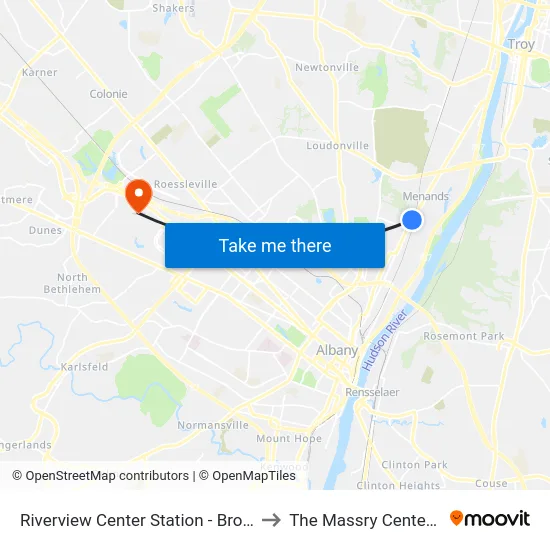 Riverview Center Station - Broadway & I-787 Exit 6 to The Massry Center For Business map
