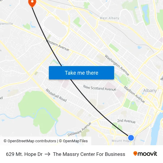629 Mt. Hope Dr to The Massry Center For Business map