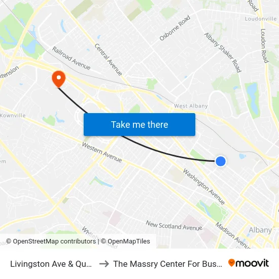 Livingston Ave & Quail St to The Massry Center For Business map