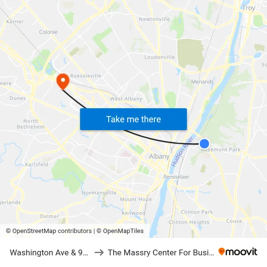 Washington Ave & 9th St to The Massry Center For Business map