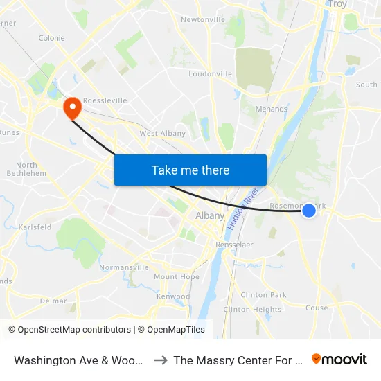 Washington Ave & Woodland Ave to The Massry Center For Business map