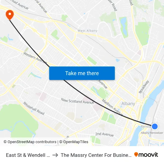 East St & Wendell St to The Massry Center For Business map