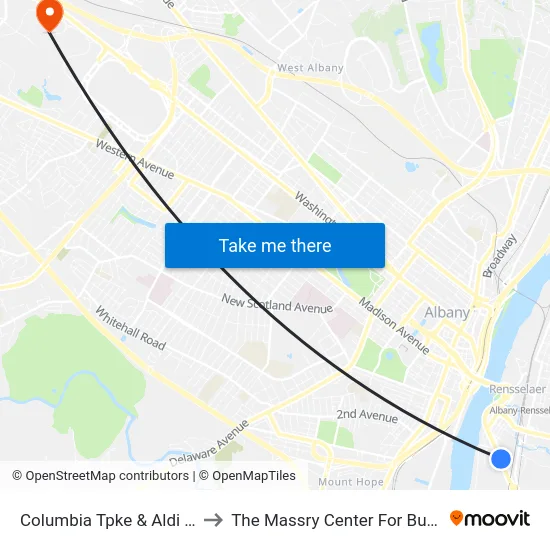 Columbia Tpke & Aldi Store to The Massry Center For Business map