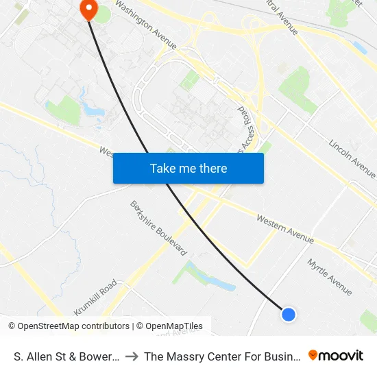 S. Allen St & Bower St to The Massry Center For Business map