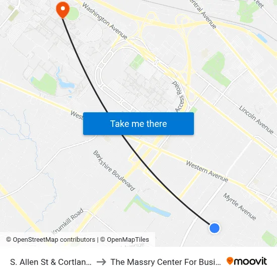 S. Allen St & Cortland St to The Massry Center For Business map