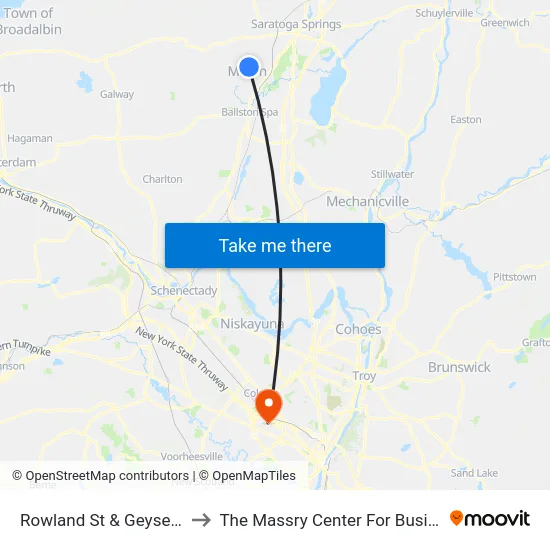 Rowland St & Geyser Rd to The Massry Center For Business map