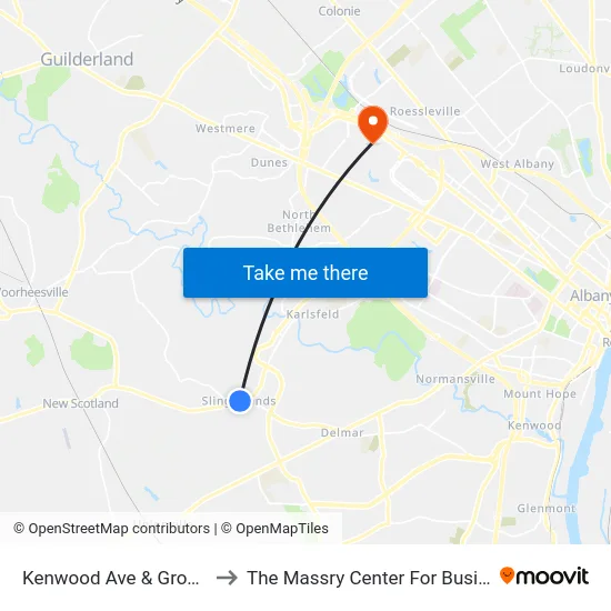 Kenwood Ave & Grove St to The Massry Center For Business map