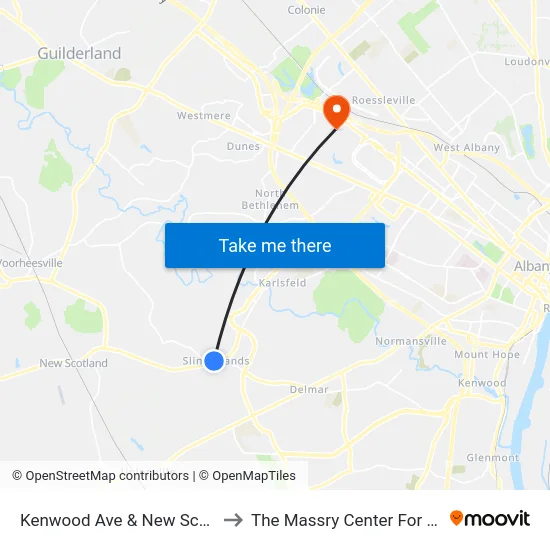Kenwood Ave & New Scotland Rd to The Massry Center For Business map