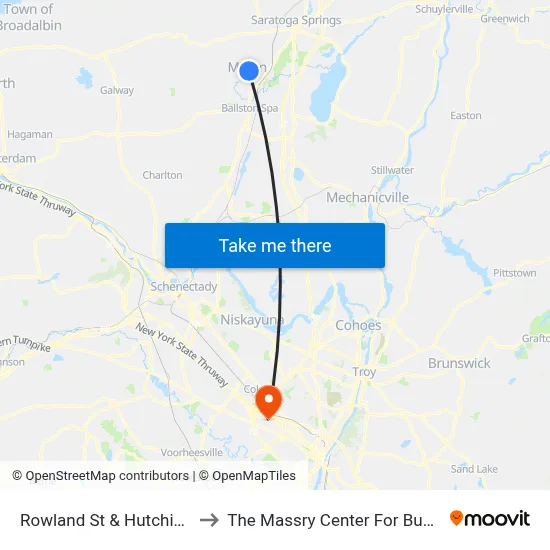 Rowland St & Hutchins Rd to The Massry Center For Business map
