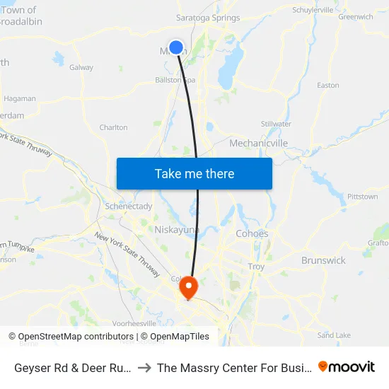 Geyser Rd & Deer Run Dr to The Massry Center For Business map