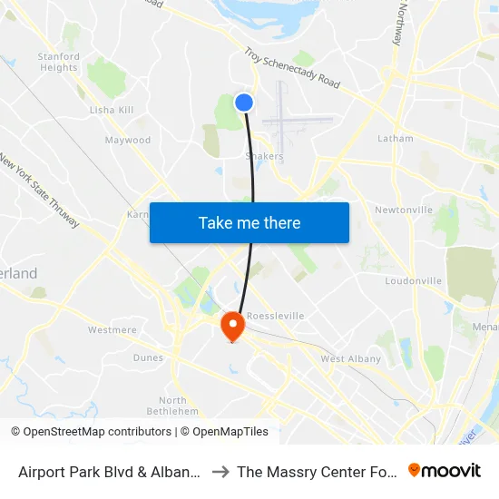 Airport Park Blvd & Albany Shaker Rd to The Massry Center For Business map