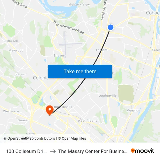 100 Coliseum Drive to The Massry Center For Business map