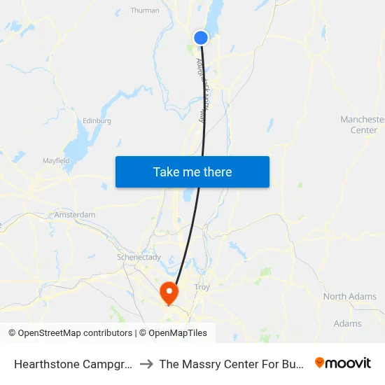 Hearthstone Campground to The Massry Center For Business map