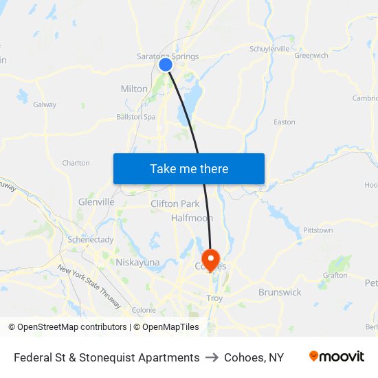 Federal St & Stonequist Apartments to Cohoes, NY map