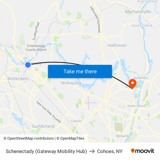 Schenectady (Gateway Mobility Hub) to Cohoes, NY map