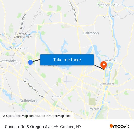 Consaul Rd & Oregon Ave to Cohoes, NY map