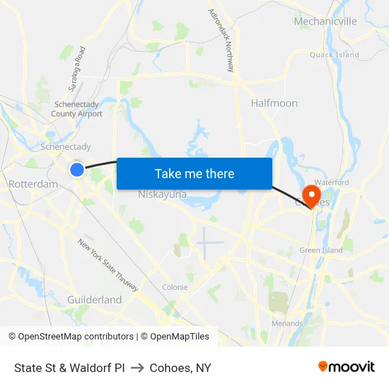 State St & Waldorf Pl to Cohoes, NY map